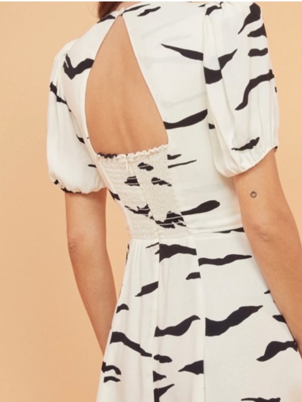 Reformation Clancie Minidress Pinto White Black Zebra Sweetheart neckline Sz 4 - Picture 3 of 14